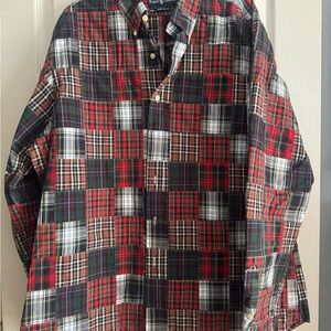 VTG Y2K Polo RalphLauren Men's Patchwork Plaid Button Down Shirt XL